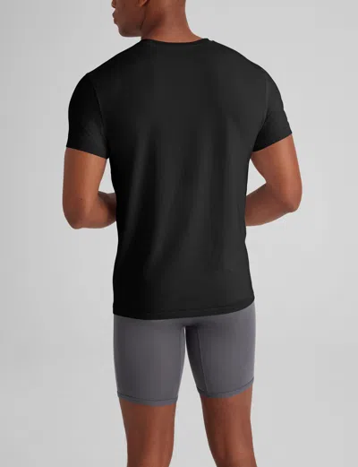 Tommy John Men's Second Skin Crew Neck Modern Fit Undershirt In Black