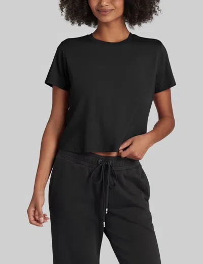 Tommy John Women's Second Skin Not-too-cropped Crew Neck T-shirt In Black