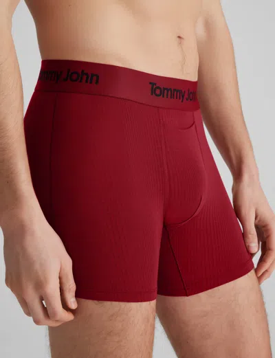 Tommy John Men's Second Skin Luxe Rib Trunk 4" Boxer Brief In Brown