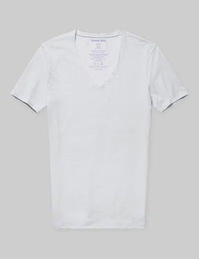 Tommy John Men's Cool Cotton Deep V-neck Stay-tucked Undershirt In Blue