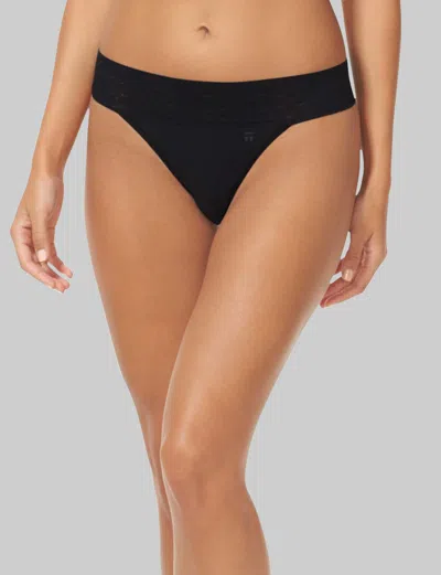 Tommy John Women's Cool Cotton Thong, Lace Waist In Brown