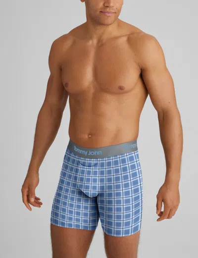Tommy John Men's Second Skin Mid-length Boxer Brief 6" In Blue