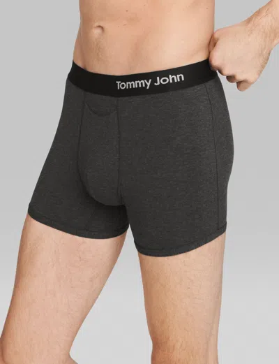 Tommy John Men's Cool Cotton Trunk 4" Boxer Brief In Black