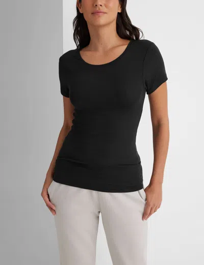 Tommy John Women's Micro Rib Cap Sleeve T-shirt In Black