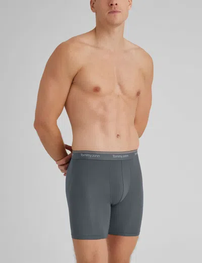 Tommy John Men's Ultra Soft Flex Mid-length Boxer Brief 6" In Gray