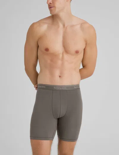 Tommy John Men's Ultra Soft Flex Mid-length Boxer Brief 6" In Gray
