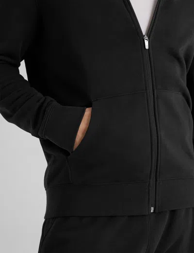 Tommy John Men's French Terry Full Zip Hoodie Shirts In Black