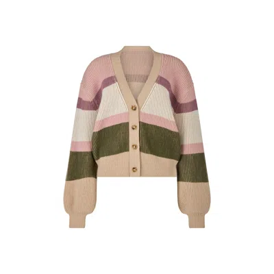 Lily And Lionel Women's Holly Button Front Stripe Print Cardigan In Multi In Multi