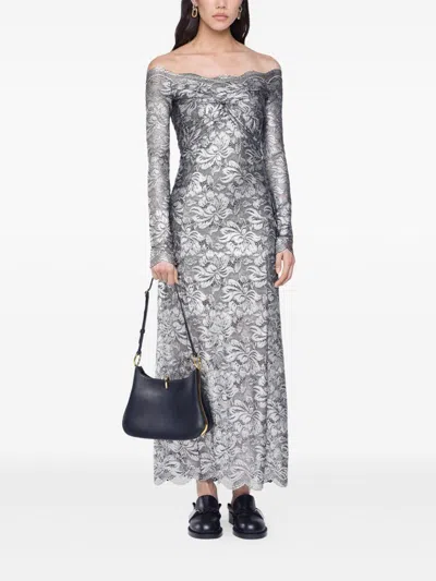 Rabanne Long Lace Dress In Gray