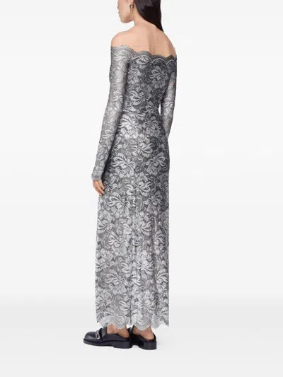 Rabanne Long Lace Dress In Gray