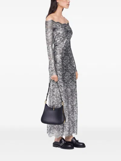 Rabanne Long Lace Dress In Gray