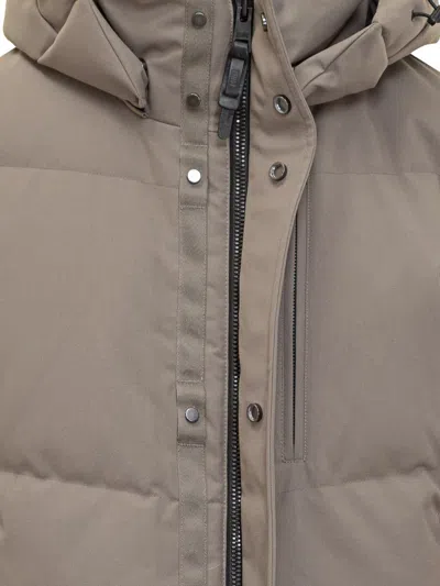 Duno Grey Long Down Jacket With Hood In Gray