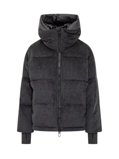 Duno Black Corduroy Down Jacket In Black