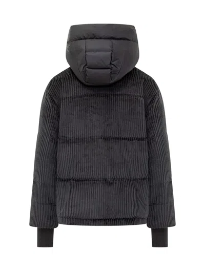 Duno Black Corduroy Down Jacket In Black