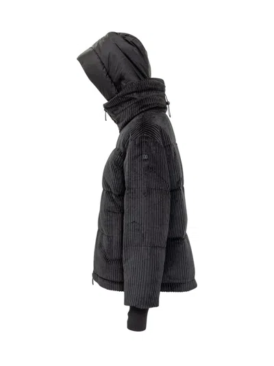 Duno Black Corduroy Down Jacket In Black