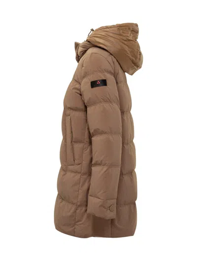 Peuterey Black Down Jacket With High Collar In Brown