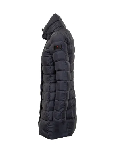 Peuterey Black Down Jacket With High Collar In Blue