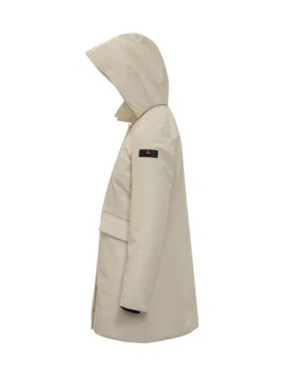 Peuterey Beige Coat With Hood In White