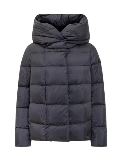 Peuterey Wraparound-hood Quilted Jacket In Blue