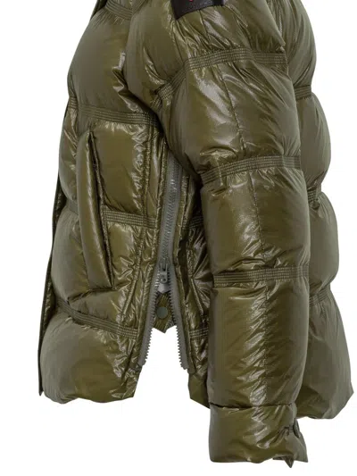 Peuterey Green Down Jacket With Fur Hood In Green