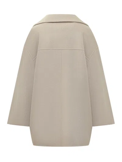 Duno Oversized Double-breasted Coat In White