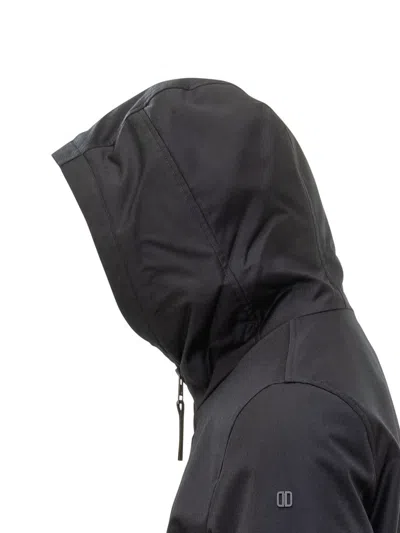 Duno Black Hooded Jacket In Technical Fabric In Blue
