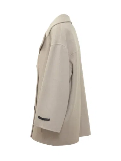 Duno Oversized Double-breasted Coat In White
