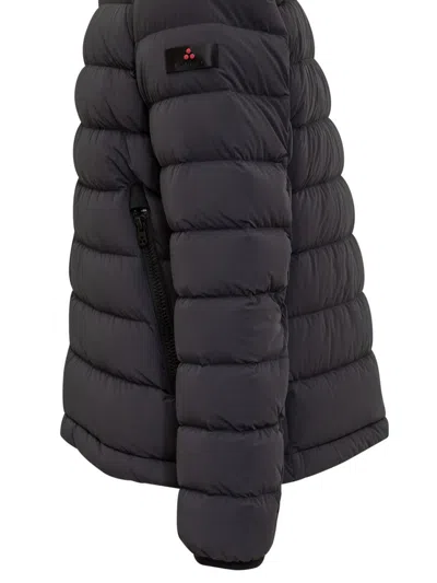 Peuterey Quilted Black Puffer Jacket With Hooded Design In Gray