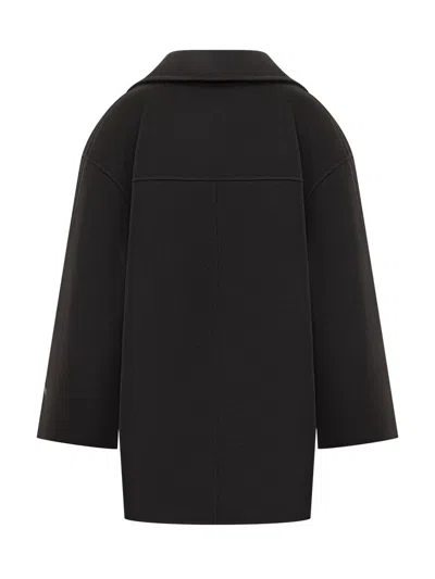 Duno Oversized Double-breasted Coat Black In Black