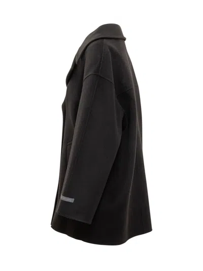 Duno Oversized Double-breasted Coat Black In Black