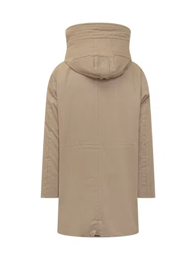 Peuterey Beige Coat With Technical Hood In Neutral