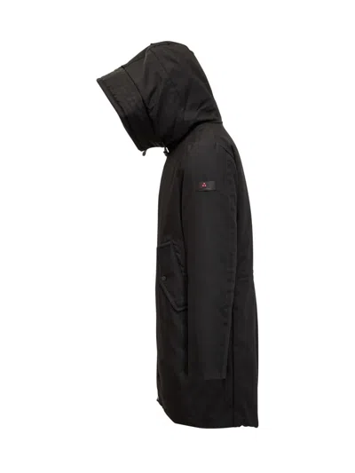 Peuterey Black Parka With Hood And Button Closure In Black