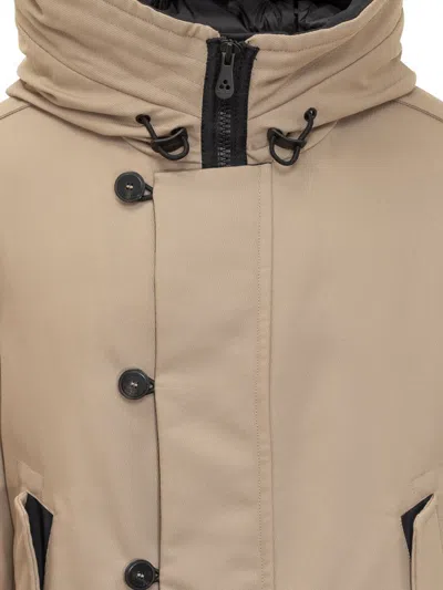Peuterey Beige Coat With Technical Hood In Neutral