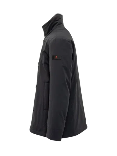 Peuterey Double-breasted Coat In Technical Fabric In Black