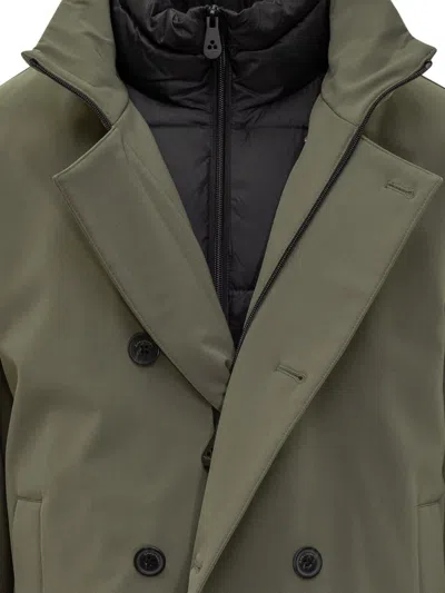 Peuterey Recycled Fabric Double-breasted Blazer In Green