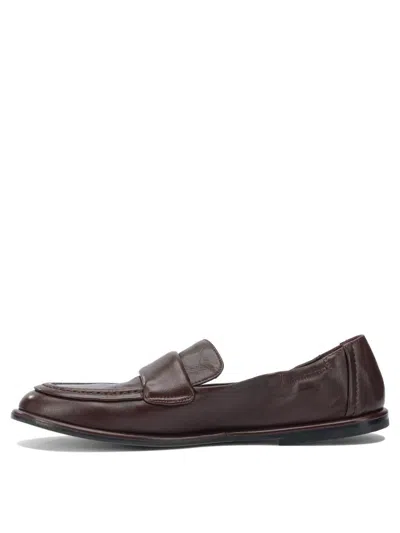 Pomme D'or Bordeaux Leather Loafers In Red