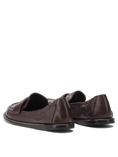 Pomme D'or Bordeaux Leather Loafers In Red