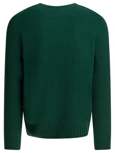 Polo Ralph Lauren Crew Neck Knit Sweater With Ribbed Textures In Green