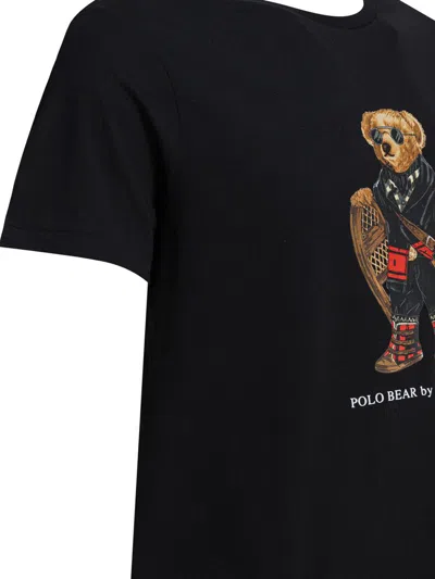 Polo Ralph Lauren Mens Fa25 Black Holiday Bear Bear-print Short-sleeve Cotton T-shirt In Black