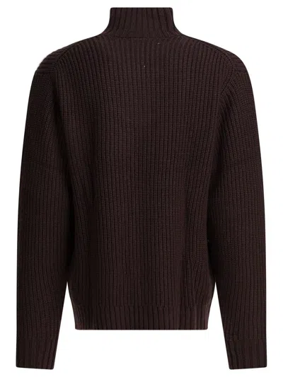 Carhartt High Neck Ribbed Knitwear With Chest Pocket In Brown