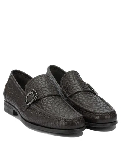 Ferragamo Stylish Loafers And Slippers Metal Buckle In Brown
