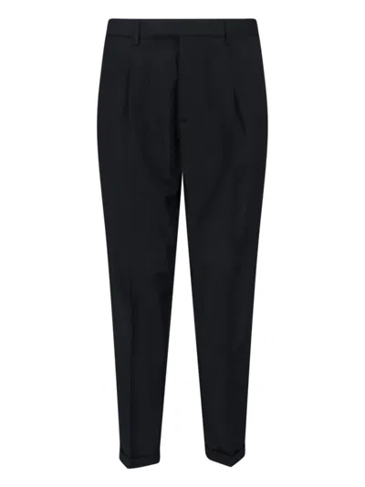 Cruna Straight-leg Black Trousers With Tailored Fit In Black