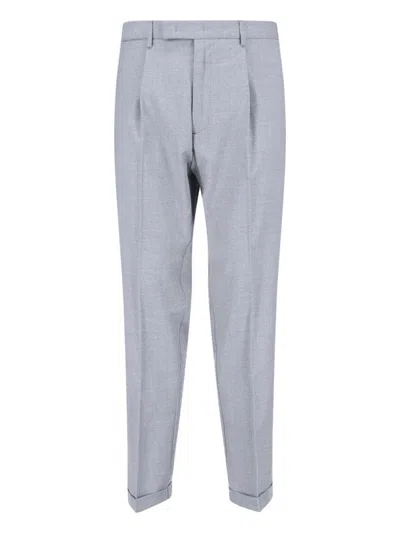 Cruna Straight-leg Grey Trousers With Structured Waistband In Gray