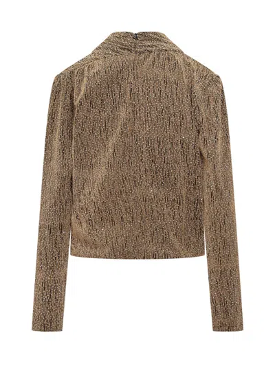 Iro Metallic High-neck Sweater In Brown