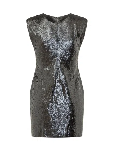 Michael Kors Short Dress In Silver Sequins In Black