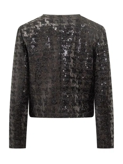 Michael Kors Tweed Jacket With Sequins In Black