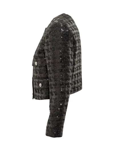 Michael Kors Tweed Jacket With Sequins In Black