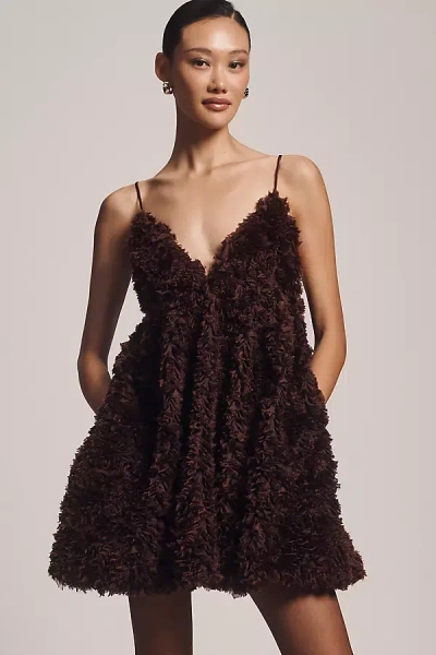 Jacquie The Label Ada Textured Mini Dress In Brown