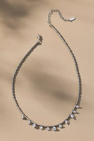 By Anthropologie Delicate Crystal Necklace In Silver