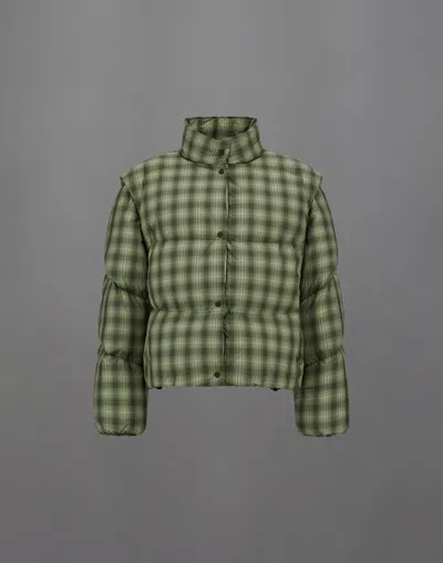 Herno Laminar Jacket In Check Woven In Green